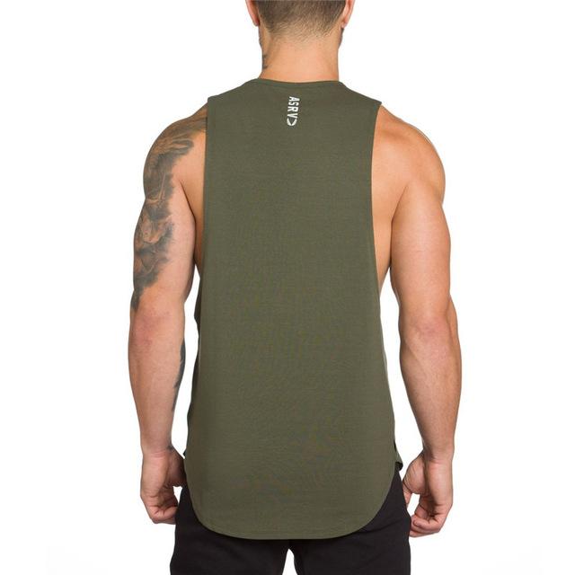 Men Long Tank Muscle Workout T-shirt Bodybuilding Gym Athletic Training Sports