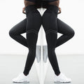 High Waist Solid Color Striped Stretch Yoga Pants Fitness Bottoming Nine Points