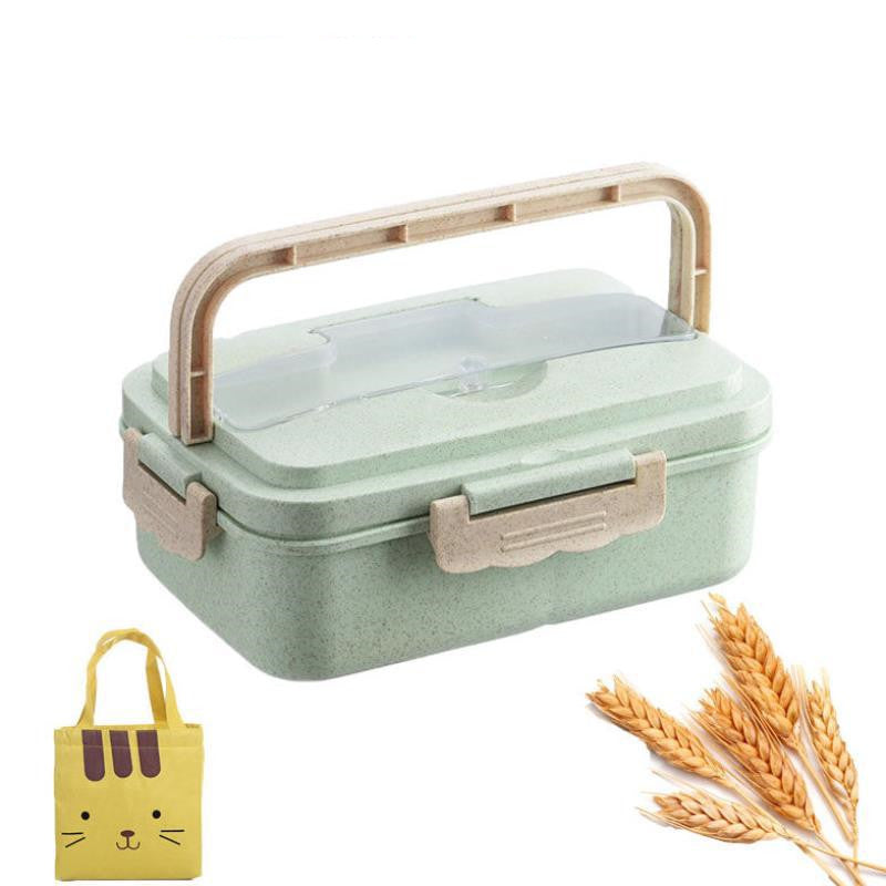 Student Lunch Box Three Grid Plastic