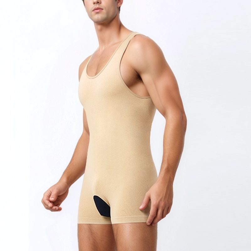 Men's Tummy Control Shapewear Bodysuit Plus Size Compression Boxer Shorts