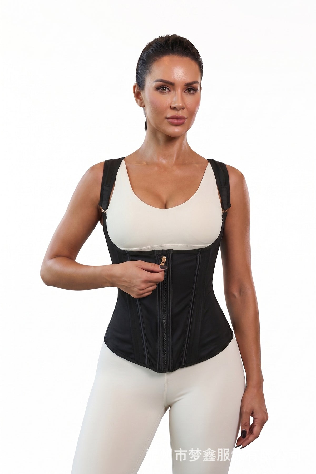 Women's Waist Trainer Corset, Zipper & Hook Sauna Sweat Vest, Tummy Control