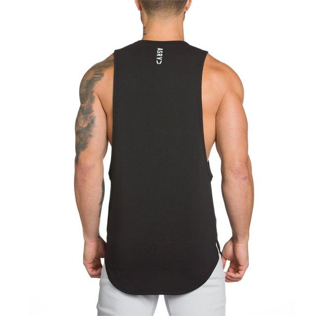 Men Long Tank Muscle Workout T-shirt Bodybuilding Gym Athletic Training Sports