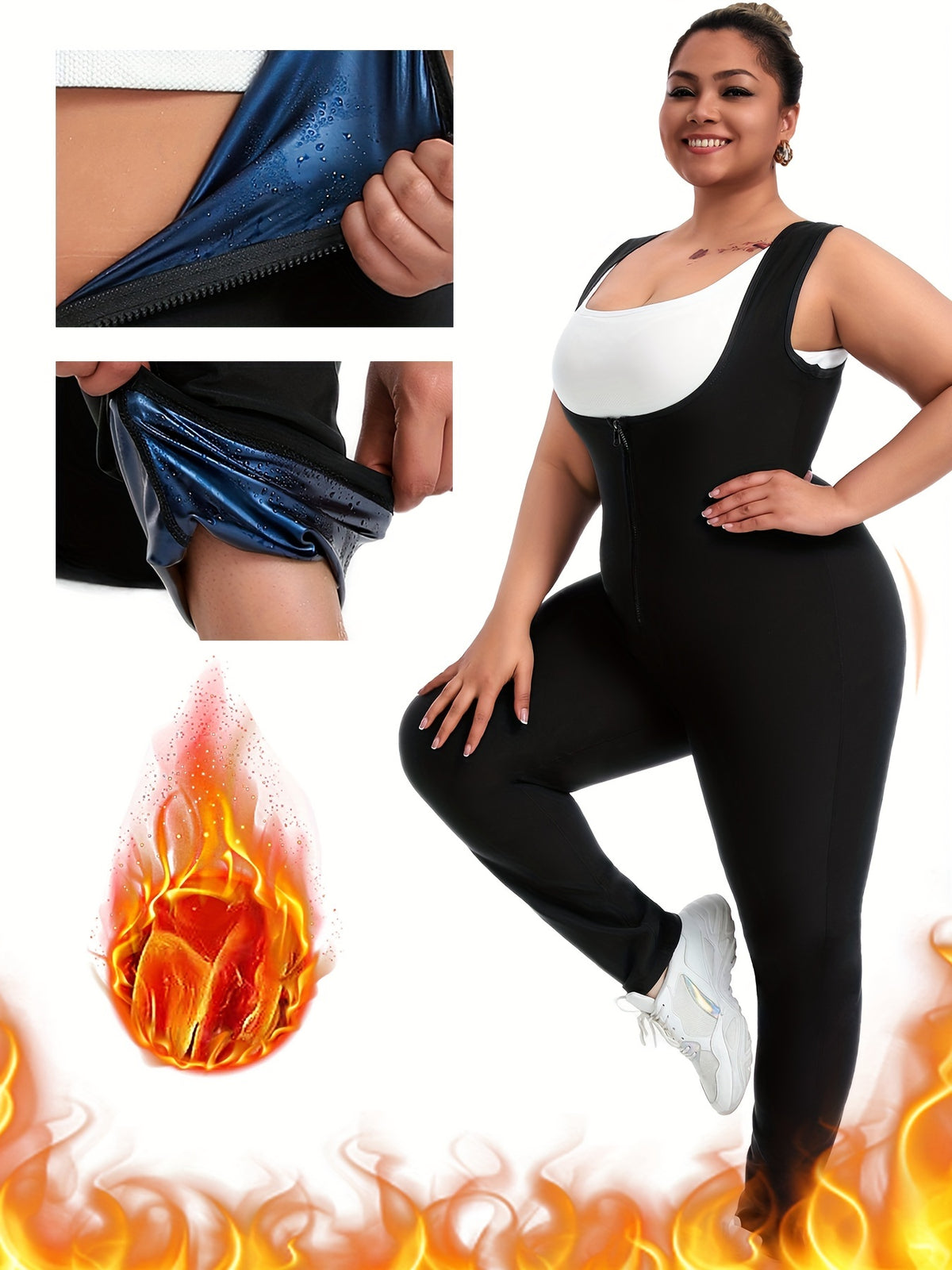 Plus Size Sauna Suit For Women Full Body Waist Trainer Breathable Underarm