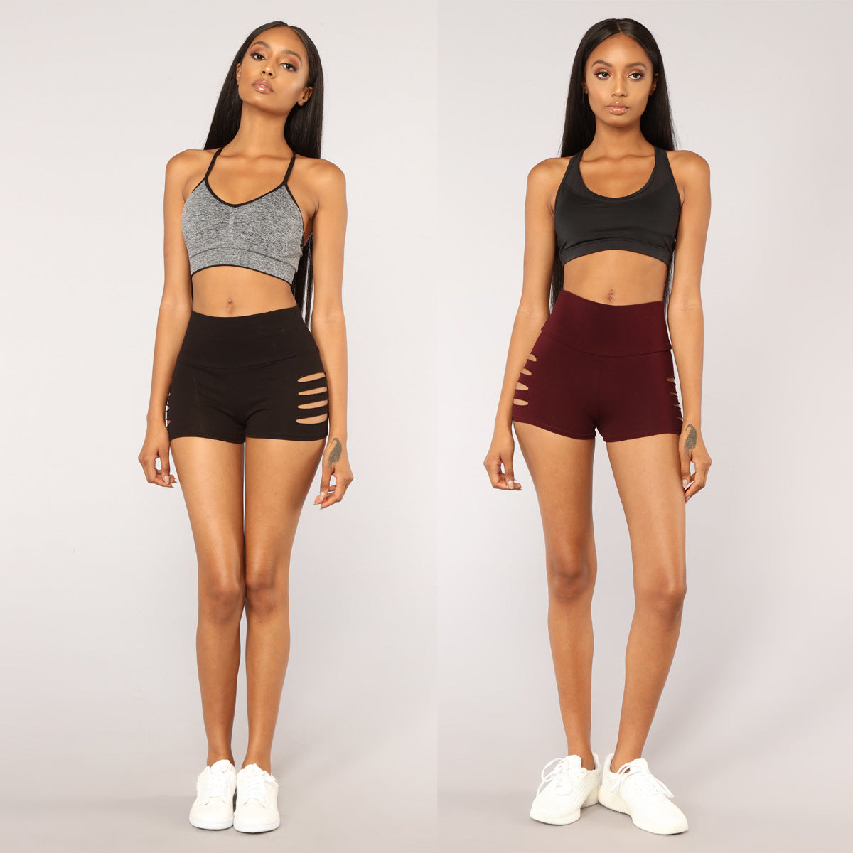 High-waist Stretch-hole Sweat Shorts