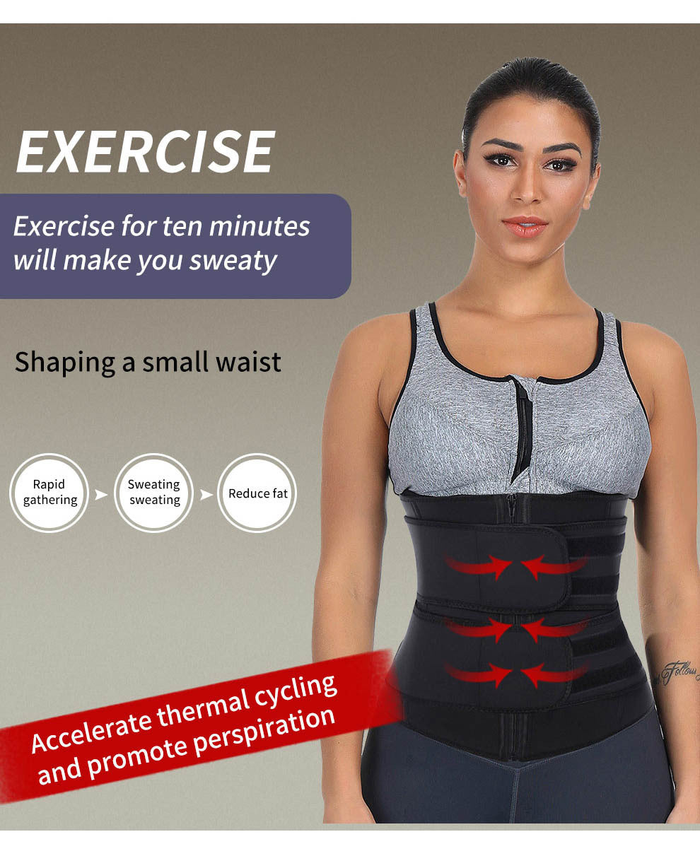 Women's Zipper Belly Band Neoprene Body Shaper Violently Sweat Belt