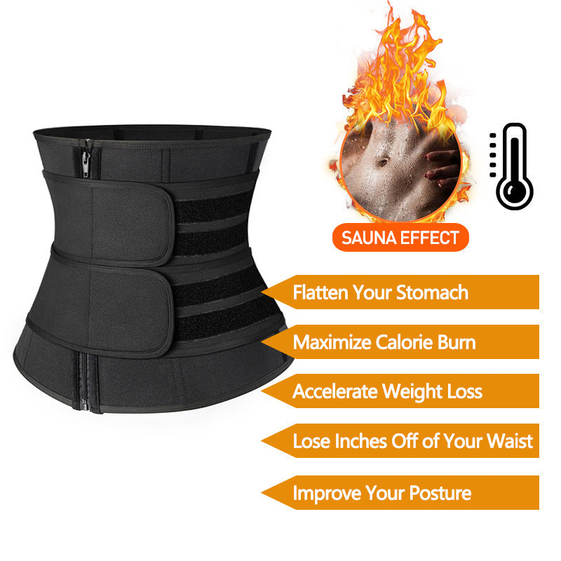 Women's Zipper Belly Band Neoprene Body Shaper Violently Sweat Belt