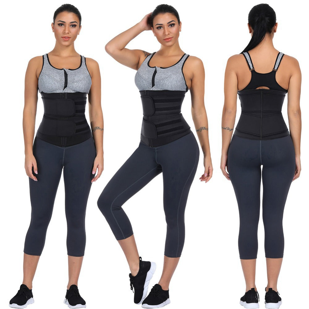 Women's Zipper Belly Band Neoprene Body Shaper Violently Sweat Belt