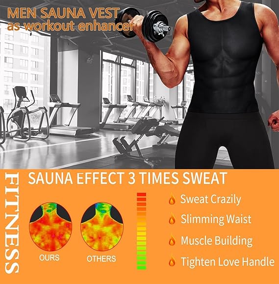 Sauna Sweat Vest Workout Tank Top Waist Trainer For Men Compression Enhancing