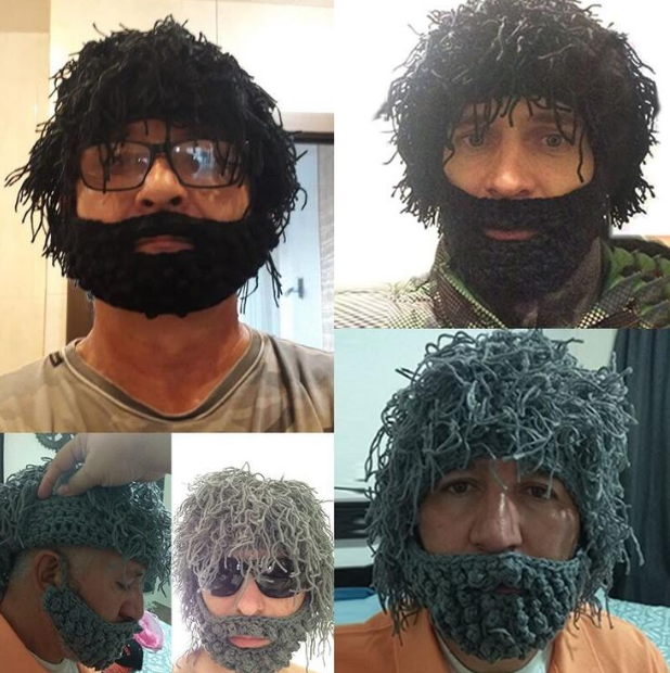 Halloween Party Spoof Knit Wool Hats Handmade Beard Men And Women Wig