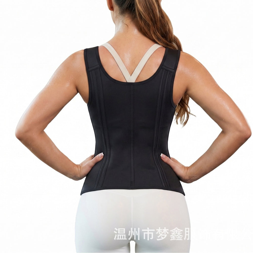 Women's Waist Trainer Corset, Zipper & Hook Sauna Sweat Vest, Tummy Control