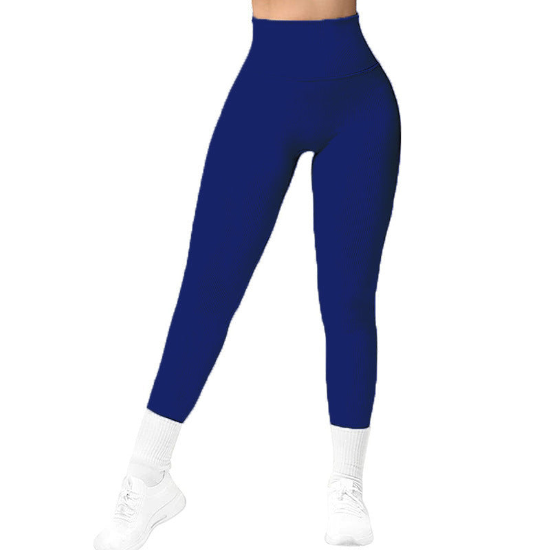 High Waist Seamless Leggings Threaded Knitted Fitness Pants Solid Women's