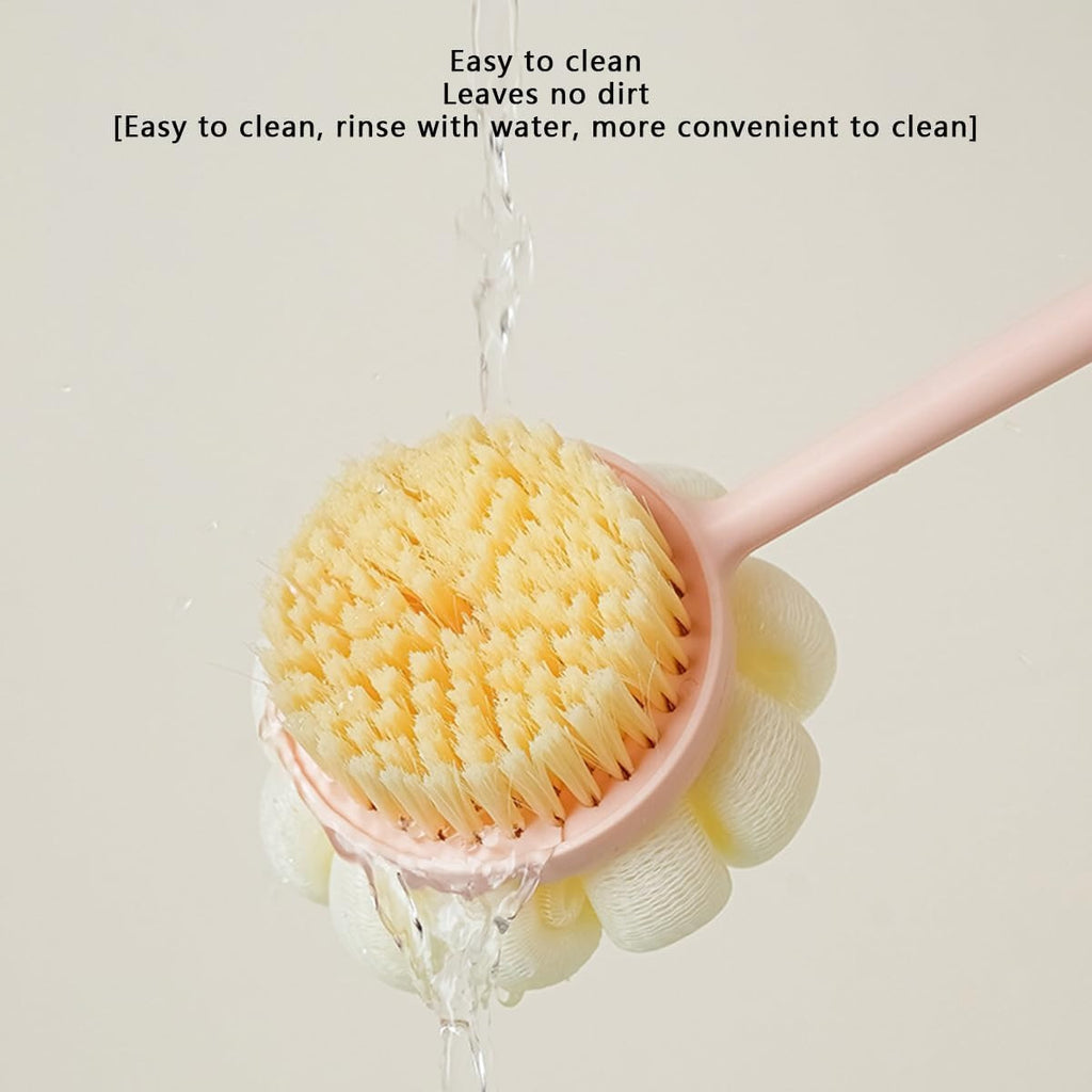 Shower Brush 3-Piece Set, Long With Soft Bristles, Double-sided Body In White