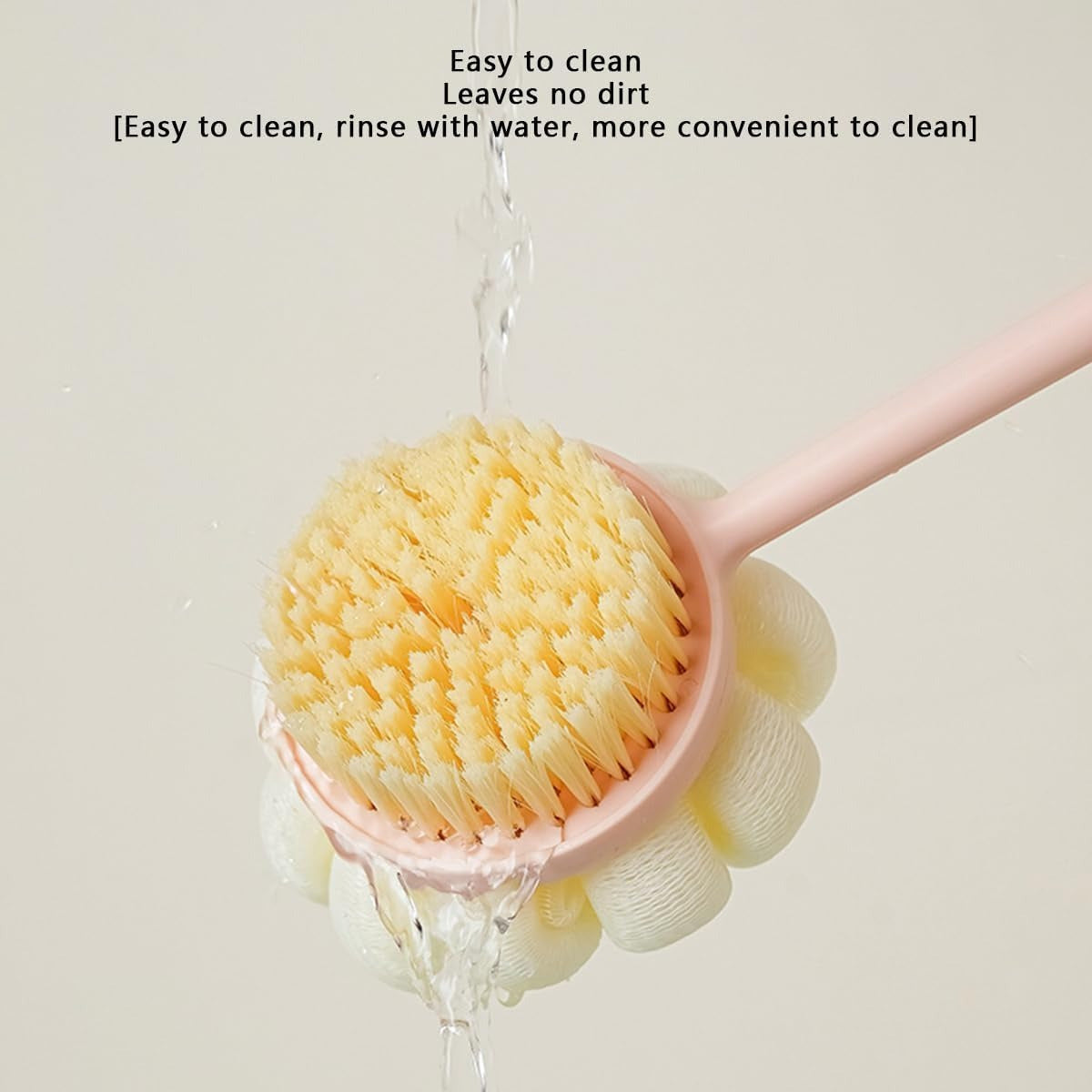 Shower Brush 3-Piece Set, Long With Soft Bristles, Double-sided Body In White