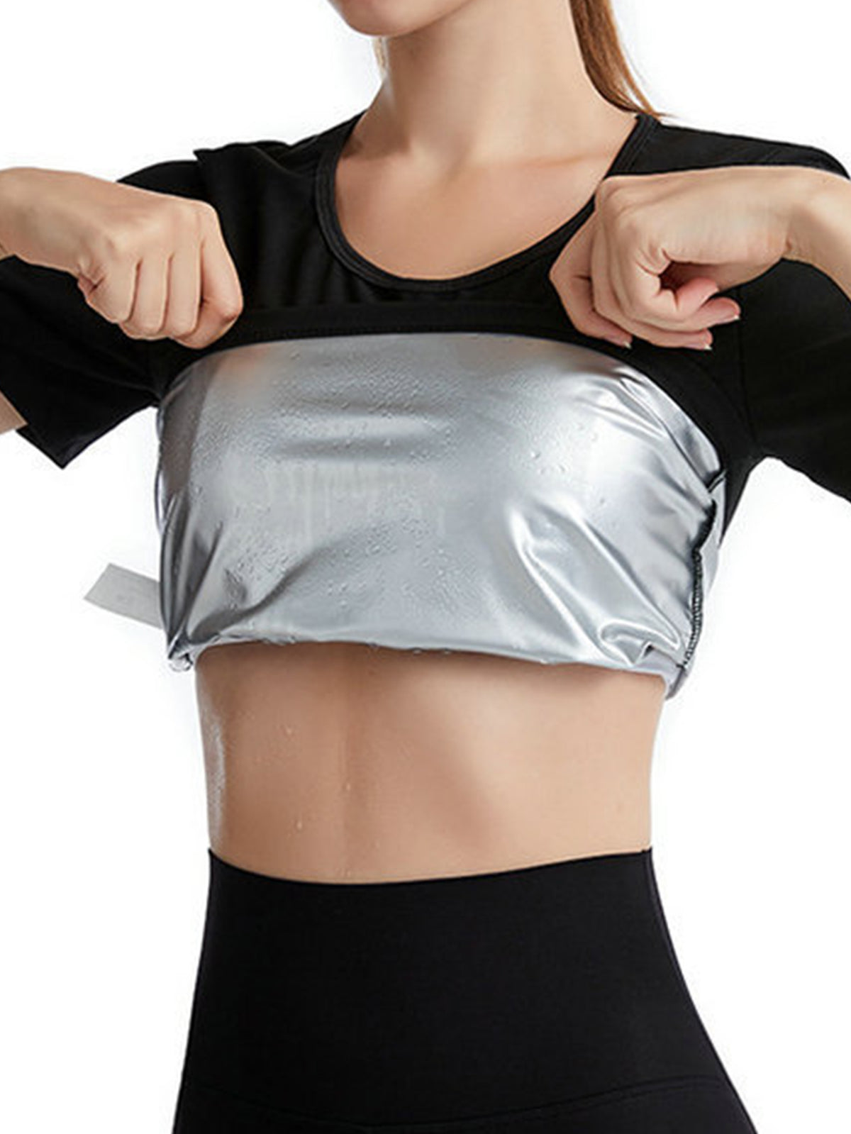Sauna Shirt For Women Sweat Suit Short Sleeve Athletic Tee Top Compression
