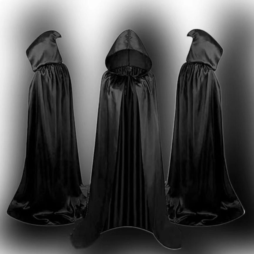 Halloween Cloak Costumes Wizard For Children Hooded Capes Mantle Black Party