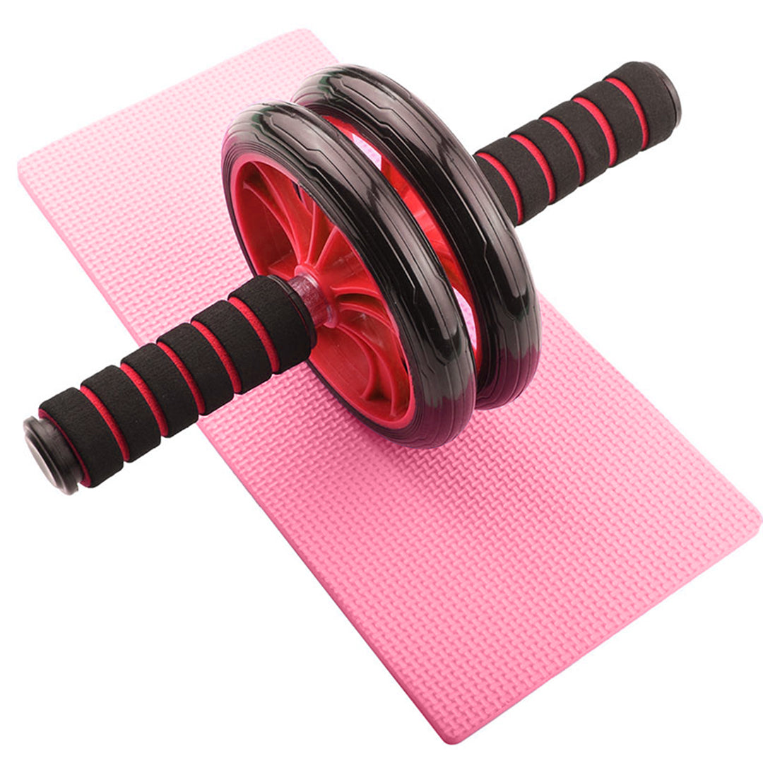 Double Wheel Ab Roller - Non -slip Handles And Knee Support Pad Random Color
