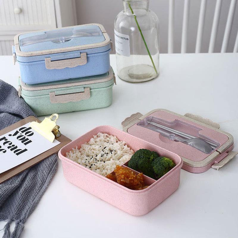 Student Lunch Box Three Grid Plastic
