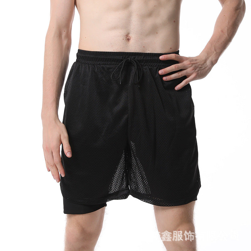 2-in-1 Double-layer Men's Sweat Shorts Sauna Suit Bottoms Compression Training