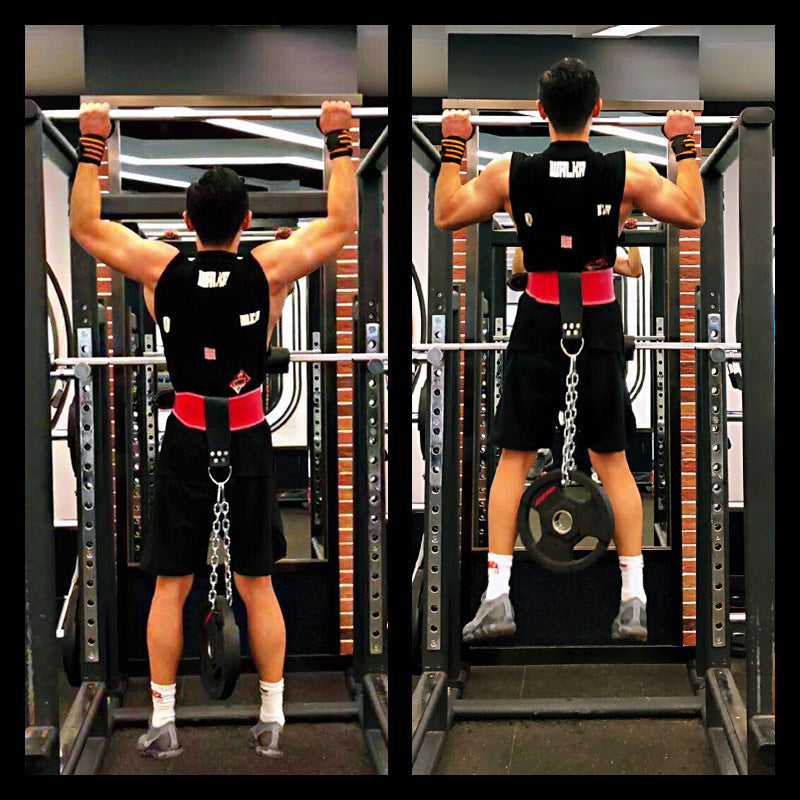 Leather Weight Lifting Belt With Chain Ring Power Training