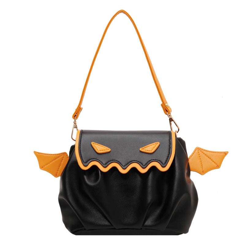 Funny Crossbody Bag Halloween Pumpkin Cartoon Shoulder Bags With Small Wings