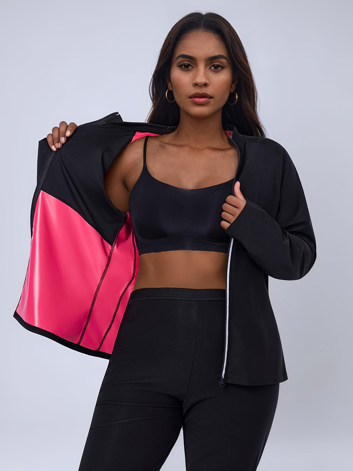 Sauna Jackets For Women Long Sleeves Sweat Suit Shirt Zipper Workout Gym