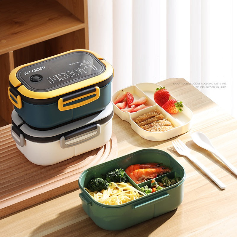 Thickened PP Plastic Material Compartmentalized Double-layer Lunch Box