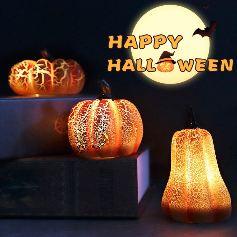 Halloween Pumpkin Lantern Simulation LED Candle Lamp Resin Luminous