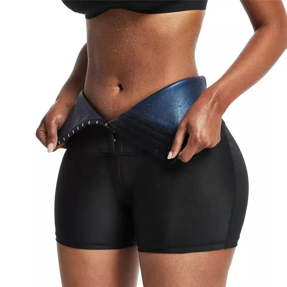 Sweaty Three-breasted High-waist Sauna Shorts Belly-tight Waist Fitness Shaping