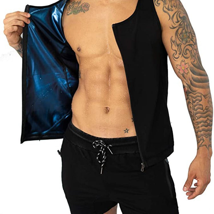 Sports Fitness Zipper Body Shaping Sweat Suit, Tummy Control Tight-fitting Yoga