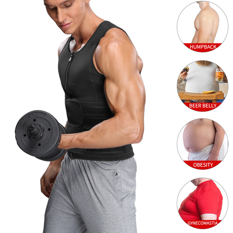 Fitness Men Shapewear Sauna Vest Waist Trainer Double Belt Sweat Shirt Corset