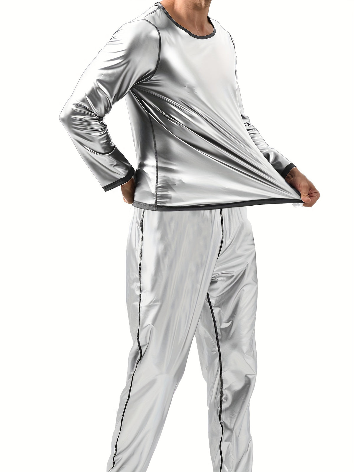 Sauna Suit With Trousers For Men Long Sleeve Heat Trapping Sweat Joggers Body