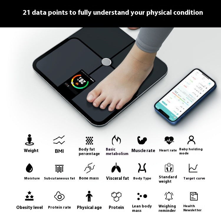 Smart Bluetooth VA Color Screen Home Body Scale