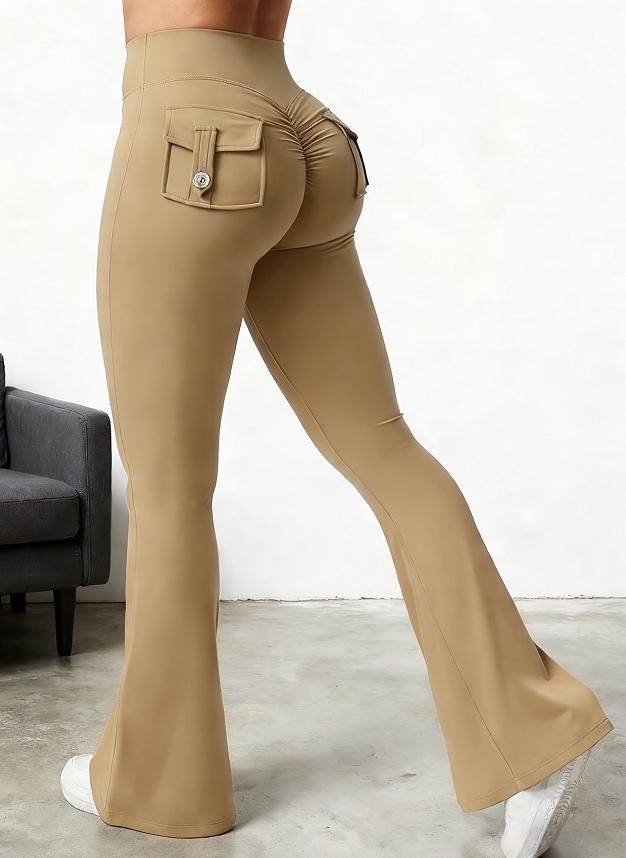 Yoga Fitness Flared Pants With Pockets Ins Fashion Slim High Waist Sports
