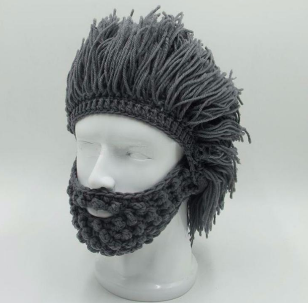 Halloween Party Spoof Knit Wool Hats Handmade Beard Men And Women Wig