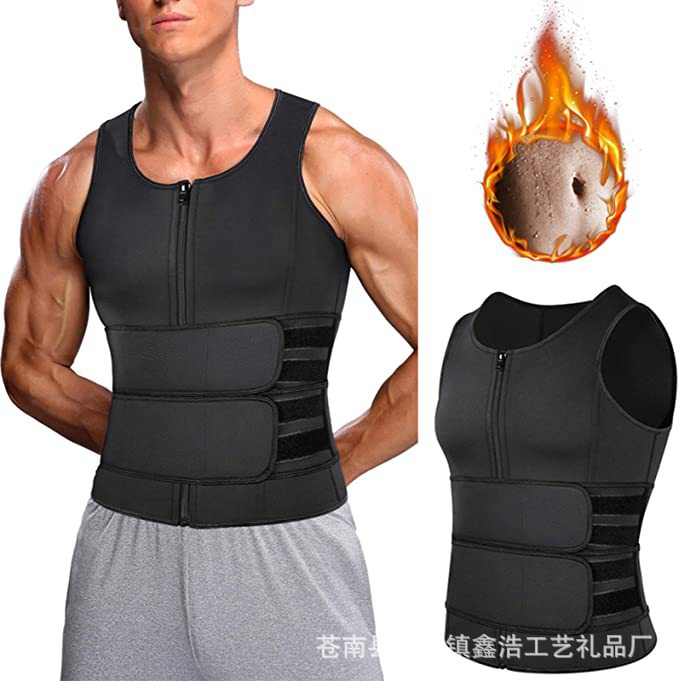 Men's Neoprene Sauna Zipper Waist Trainer Vest Belt Shapewear Trimmer Cincher