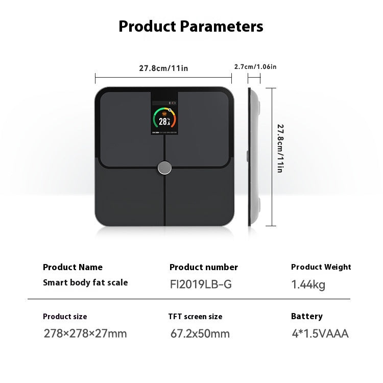 Smart Bluetooth VA Color Screen Home Body Scale