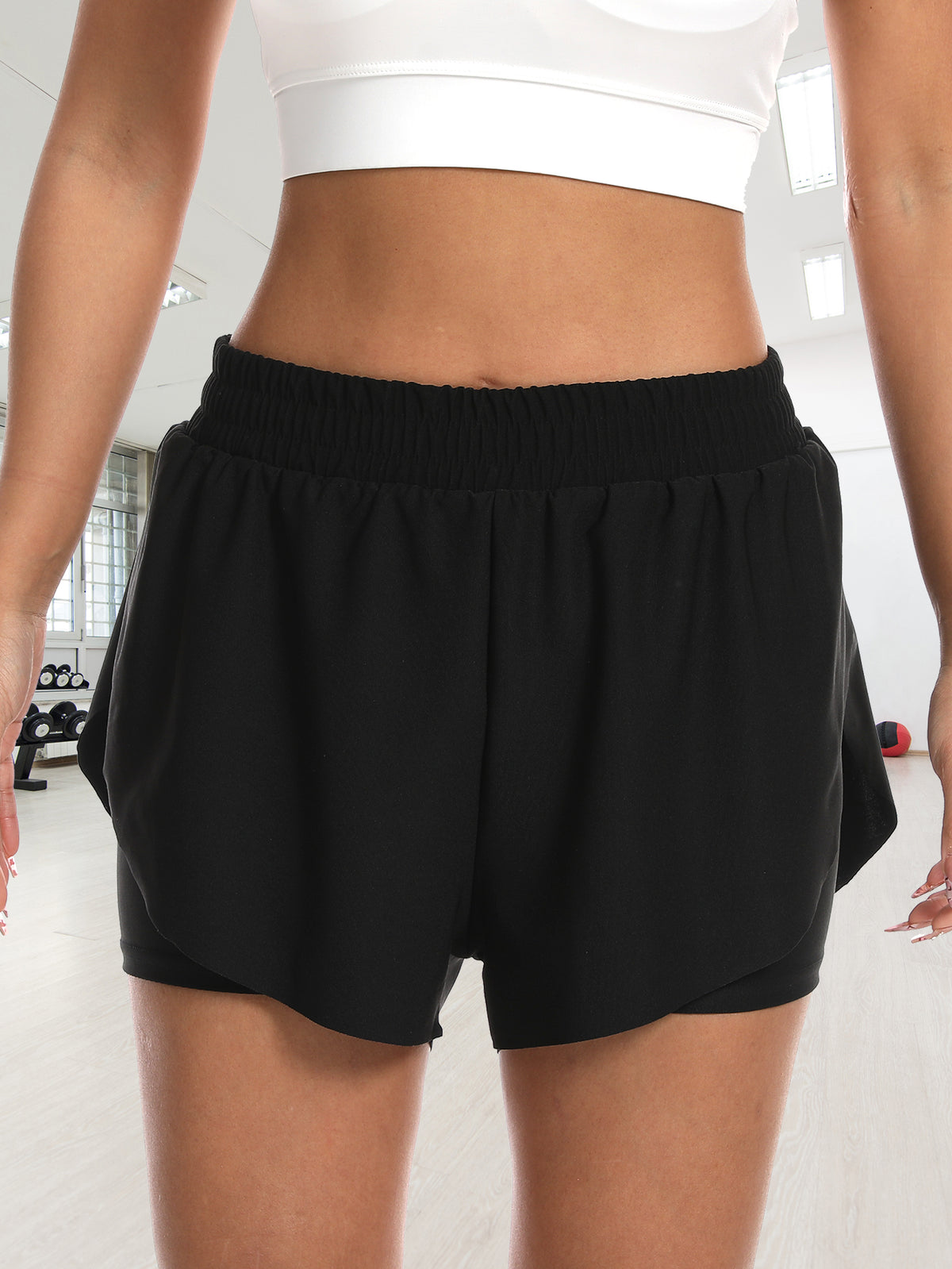 Women's Heat Trapping 2-in-1 Double Layer Sauna Shorts Running Athletic Workout