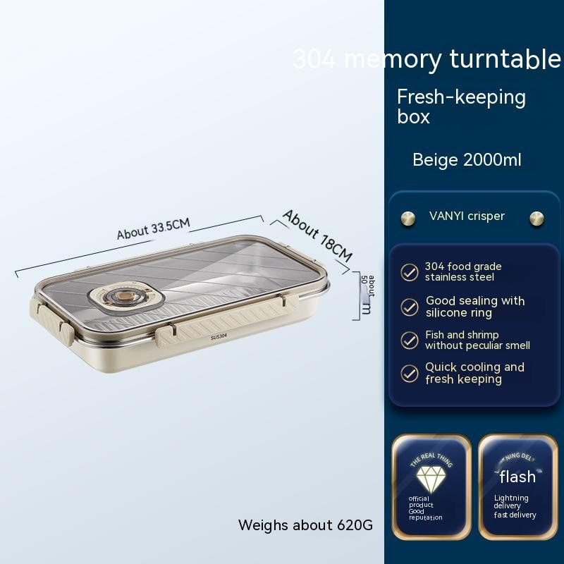 Stainless Steel Crisper Sealed Date Food Grade Lunch Box Refrigerator Frozen