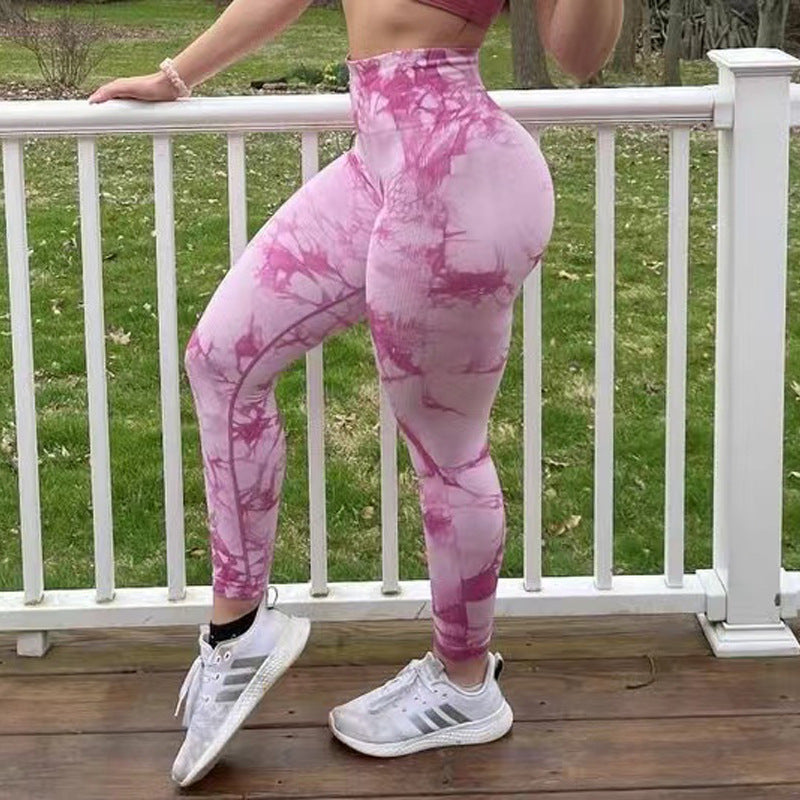 Tie Dye Leggings Women Fitness Yoga Pants Seamless Push Up Workout Tights Gym