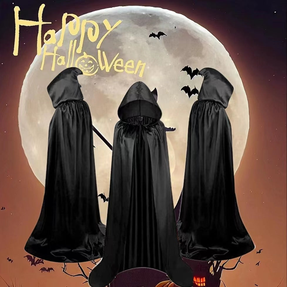 Halloween Cloak Costumes Wizard For Children Hooded Capes Mantle Black Party