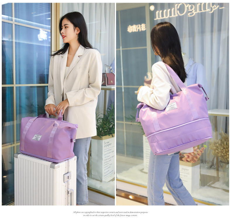 Large Capacity Expandable Gym Bag For Women - Waterproof Travel Duffel With Wet