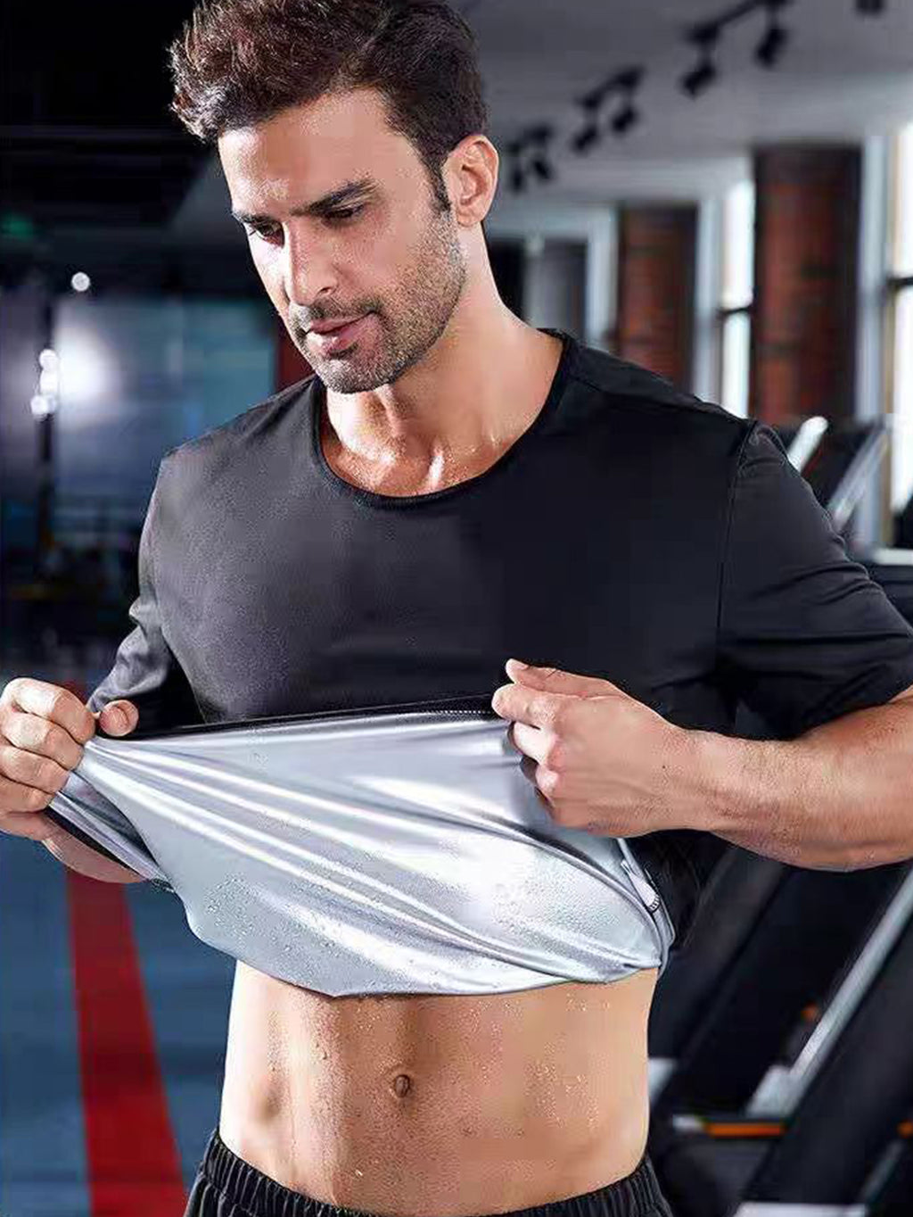 Sauna Shirt For Men Heat Trapping Sweat T-shirt Suit Compression Workout Gym
