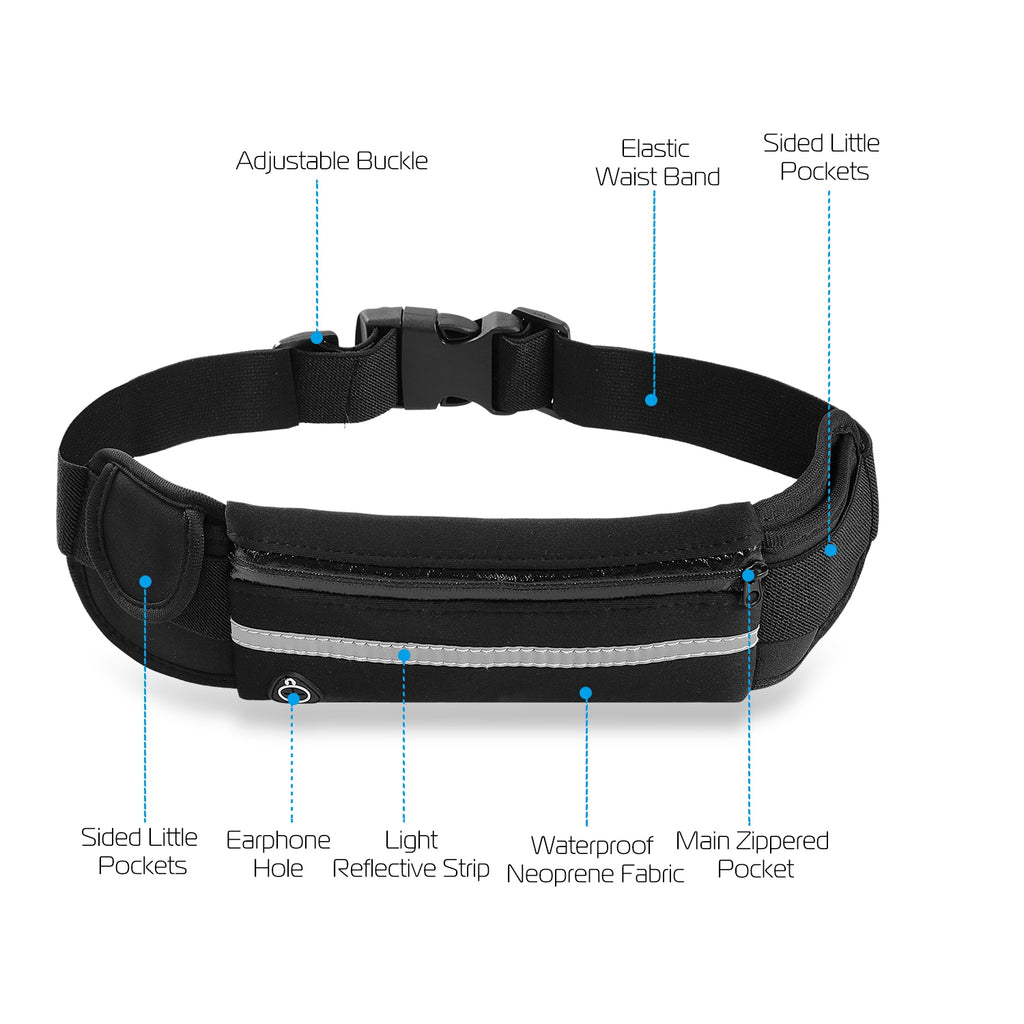 1Pc Sports Waist Bag Running Belt Pack Waterproof Adjustable Pouch
