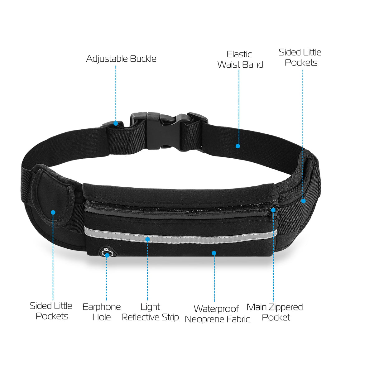 1Pc Sports Waist Bag Running Belt Pack Waterproof Adjustable Pouch
