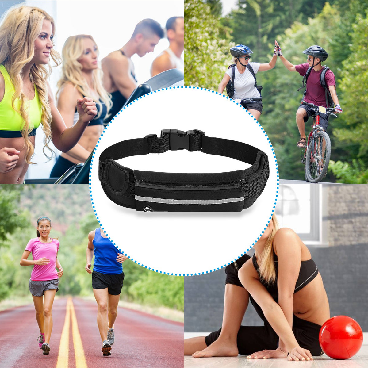 1Pc Sports Waist Bag Running Belt Pack Waterproof Adjustable Pouch