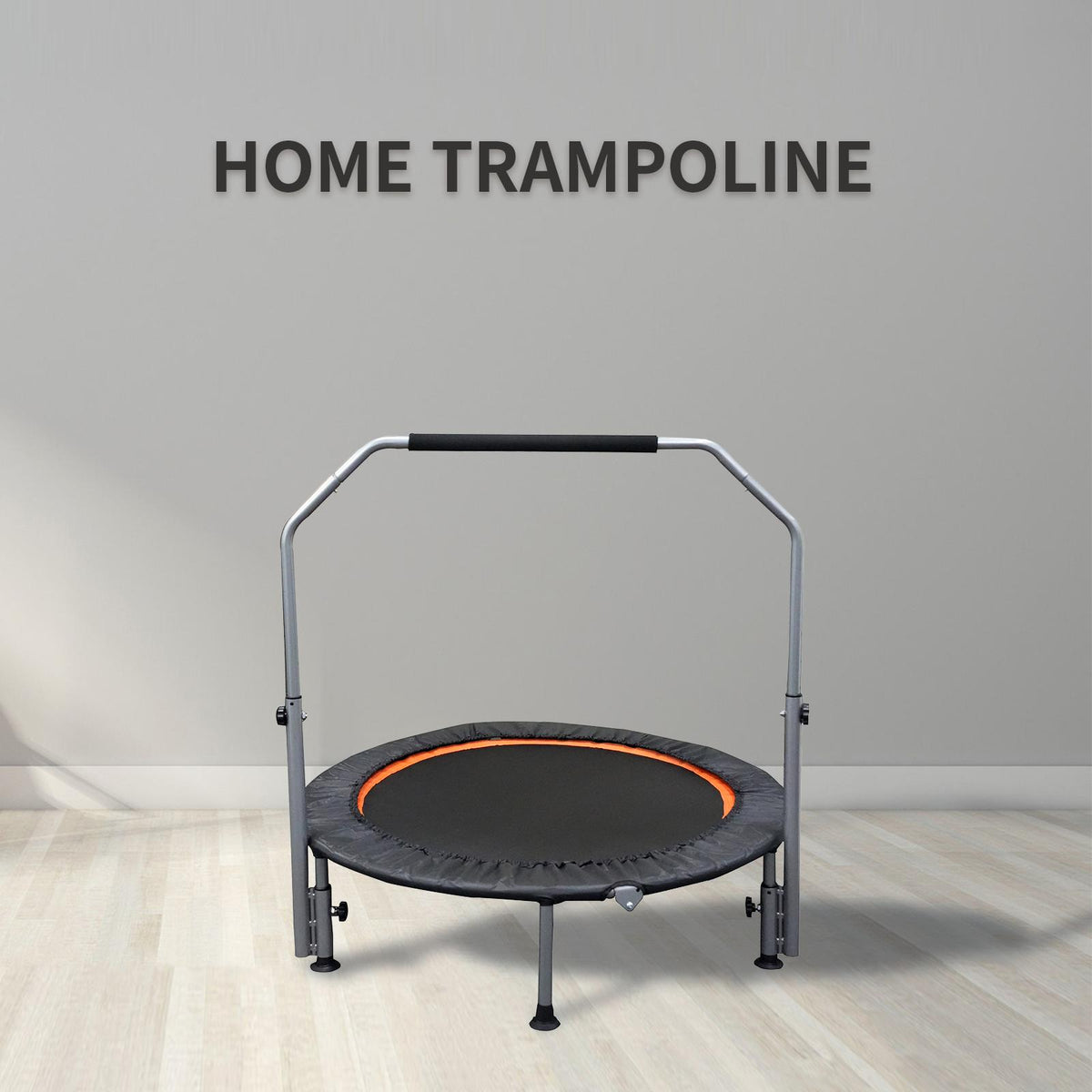 Folding Mini Fitness Trampoline With Adjustable Handles For Adults, Suitable