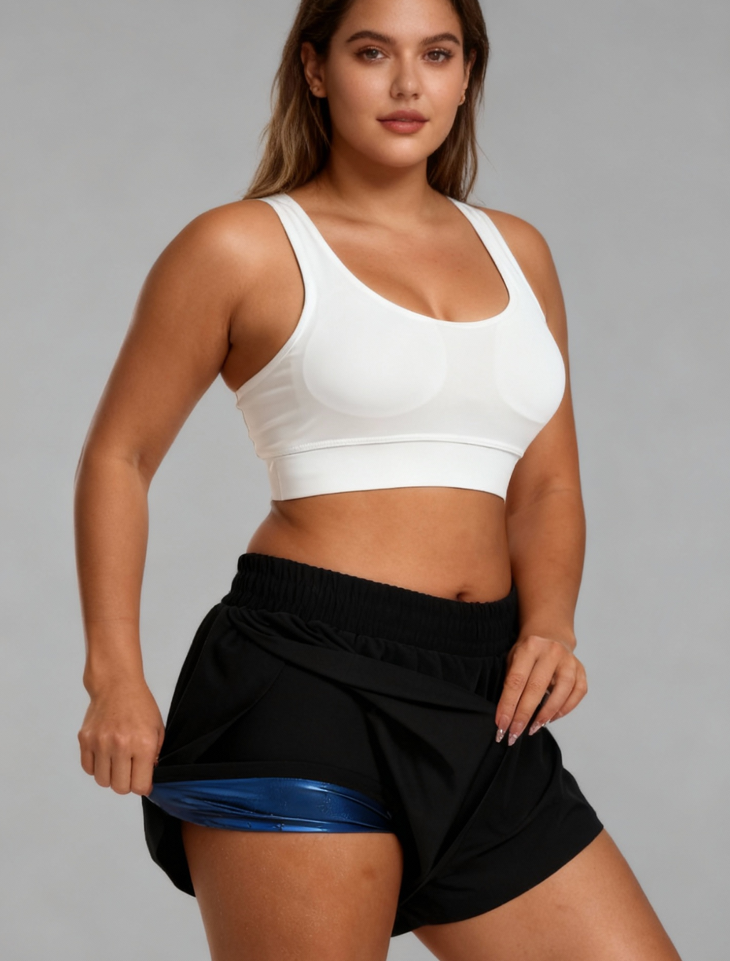 Women's Heat Trapping 2-in-1 Double Layer Sauna Shorts Running Athletic Workout