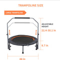 Folding Mini Fitness Trampoline With Adjustable Handles For Adults, Suitable