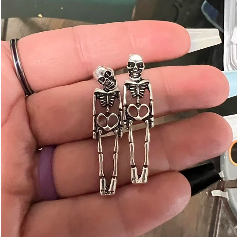 Halloween Earrings Skull Simulation Human Skeleton Detachable Stud