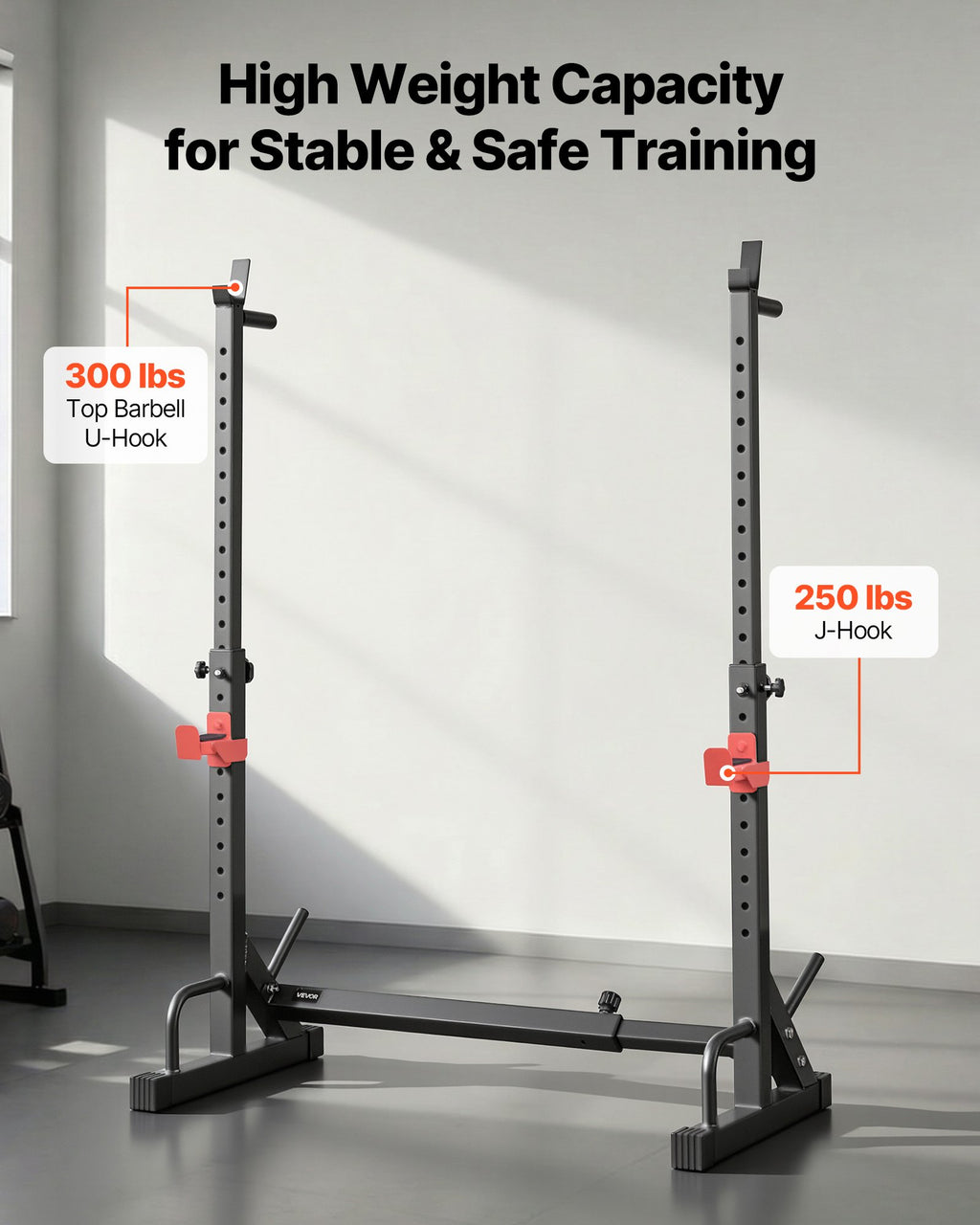 Power Cage Squat Rack, Home Gym Rack With Adjustable Height & Width, 550LBS